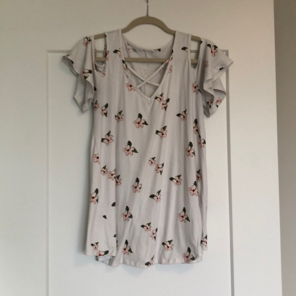 White floral print blouse